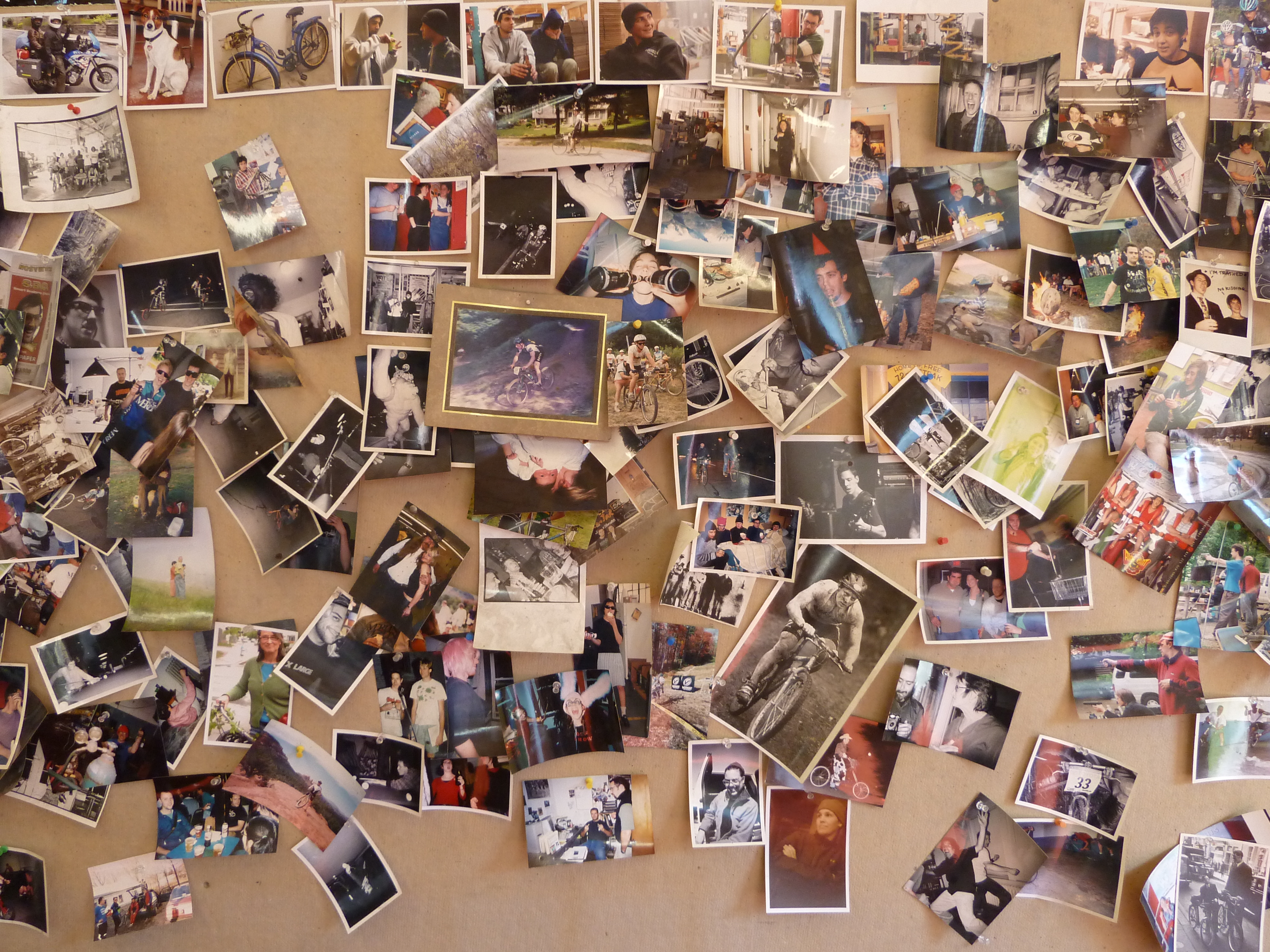 a wall of photos