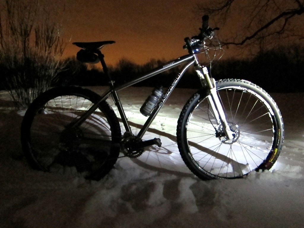 Seven in the snow at night