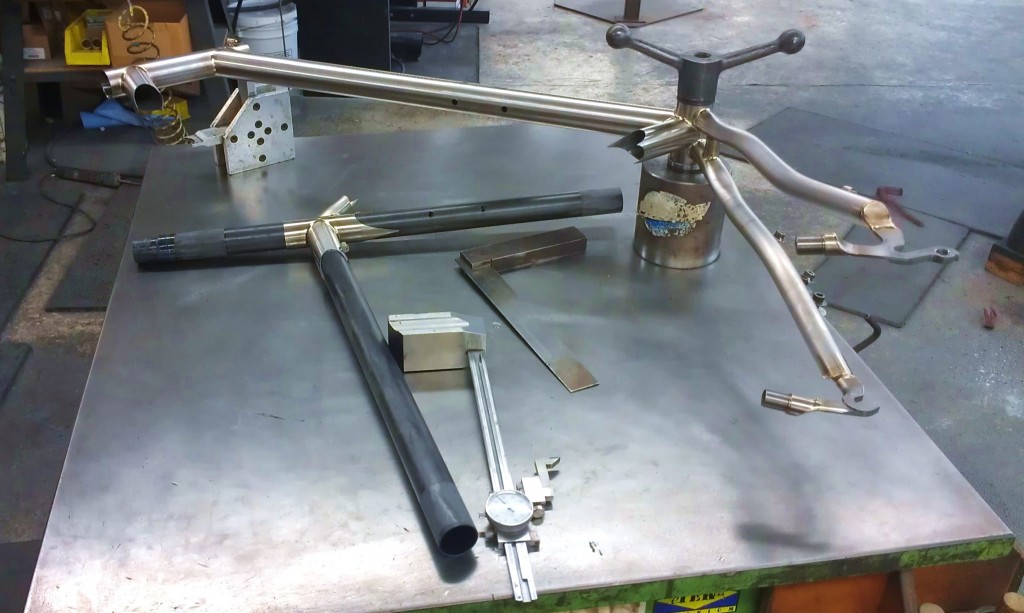 partially built frame on the alignment table