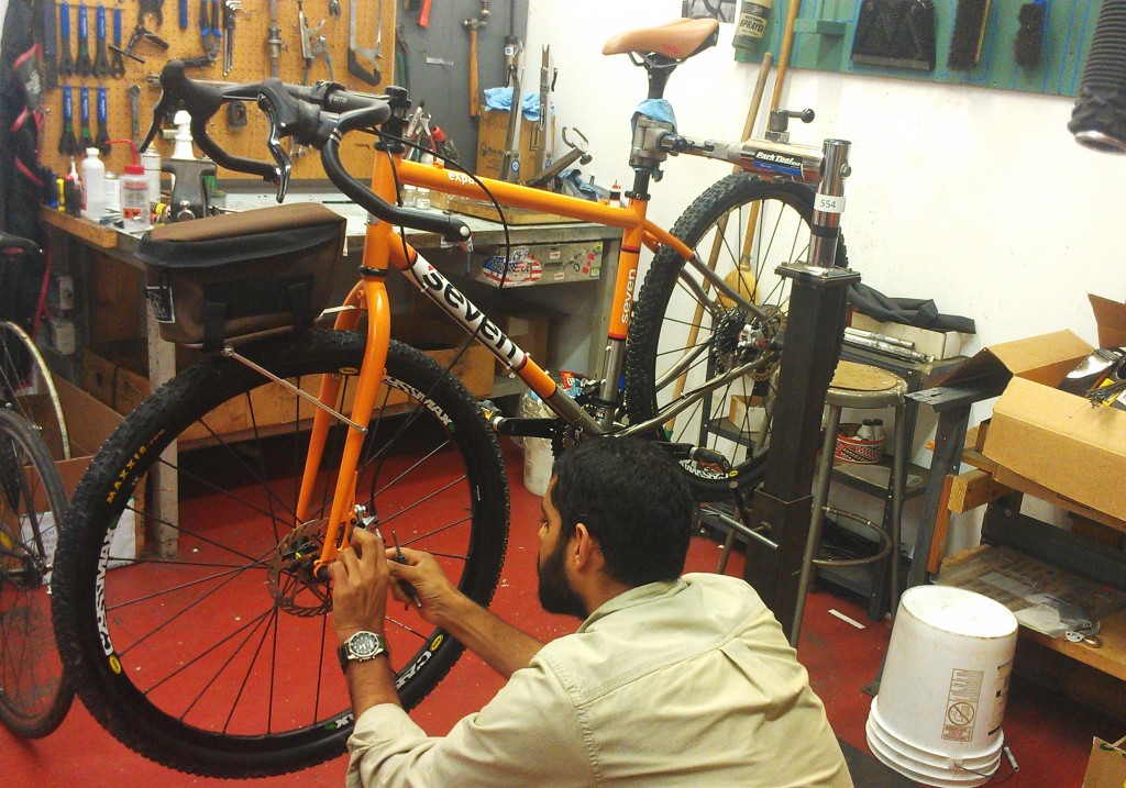 Neil assembling his Expat S monster cross bike