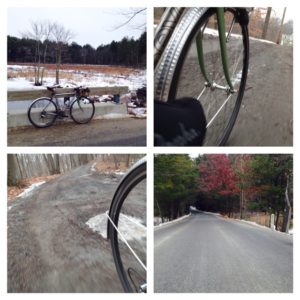 Four views of Matt's bike in the elements