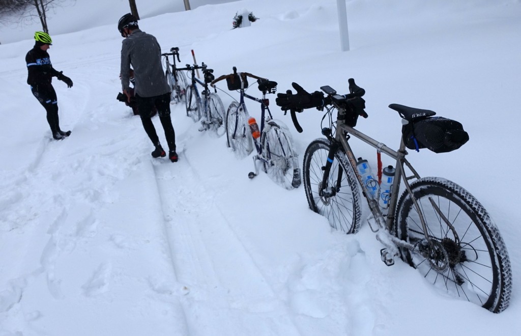 bikes in the snow