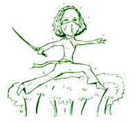 Caricature of Mary as a ninja