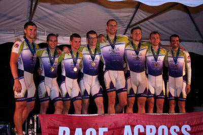 Jeff Bannink and his Race Across America team on the podium