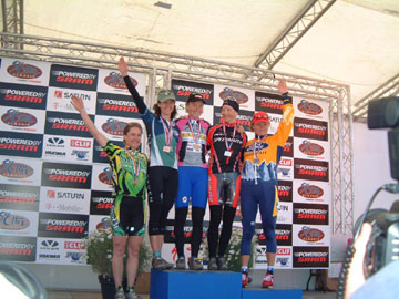 Mary McConneloug on the podium at Sea Otter