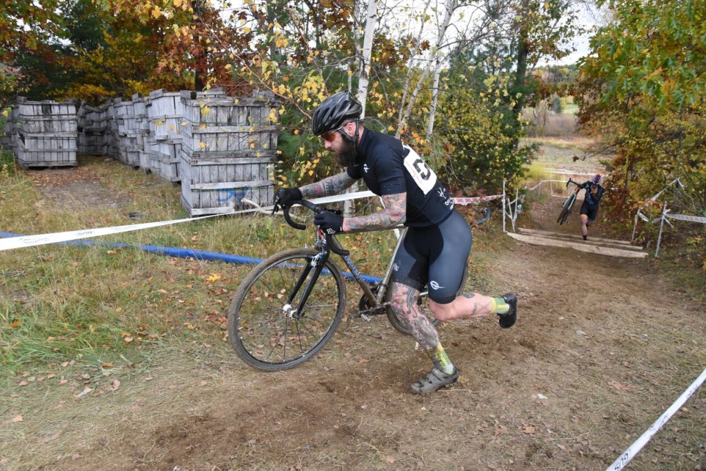 Brad quickly scambles up the CX course with his Mudhoney