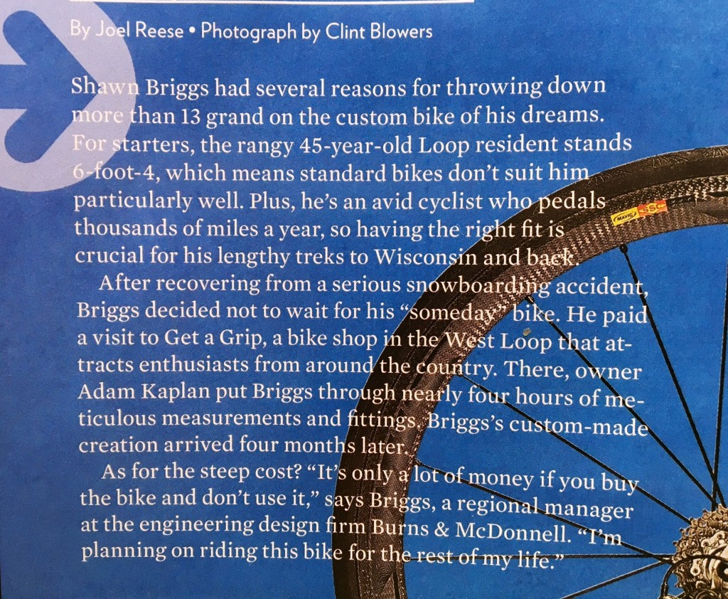 Detail of a spread titled the making of a $13,000 bike