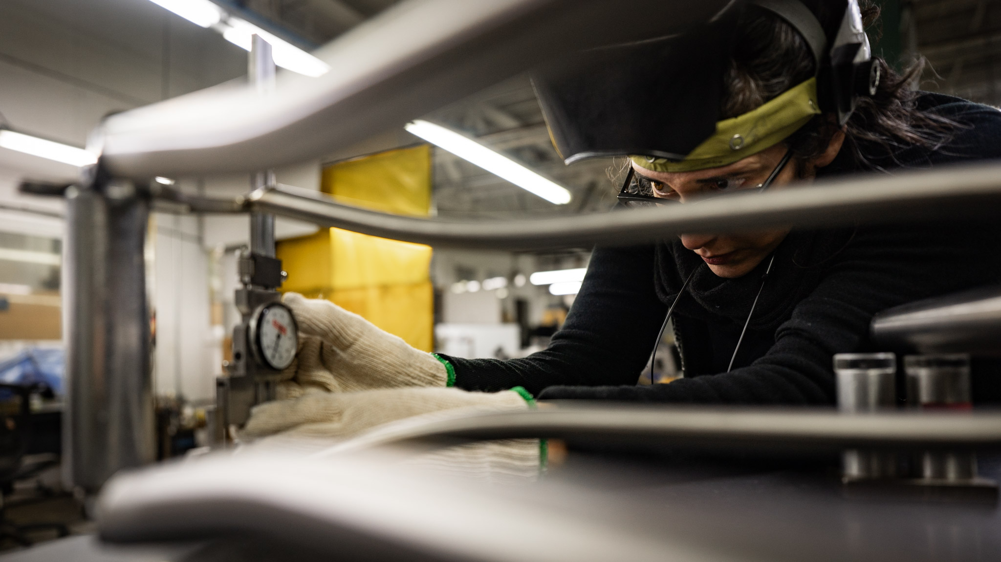 Stef checking welding tolerances