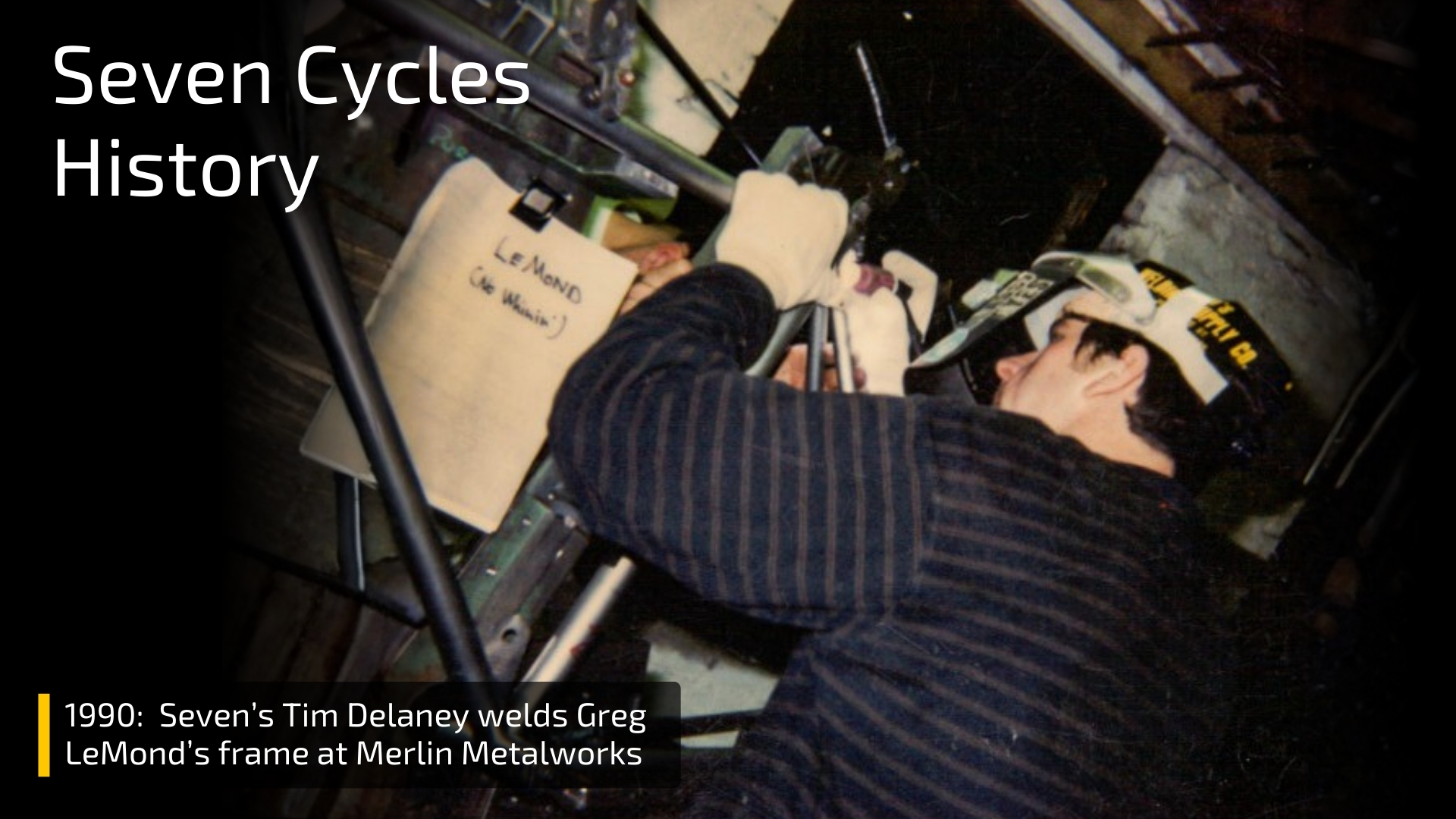 Tim Delaney welds Greg LeMond's titanium frame at Merlin Metalworks