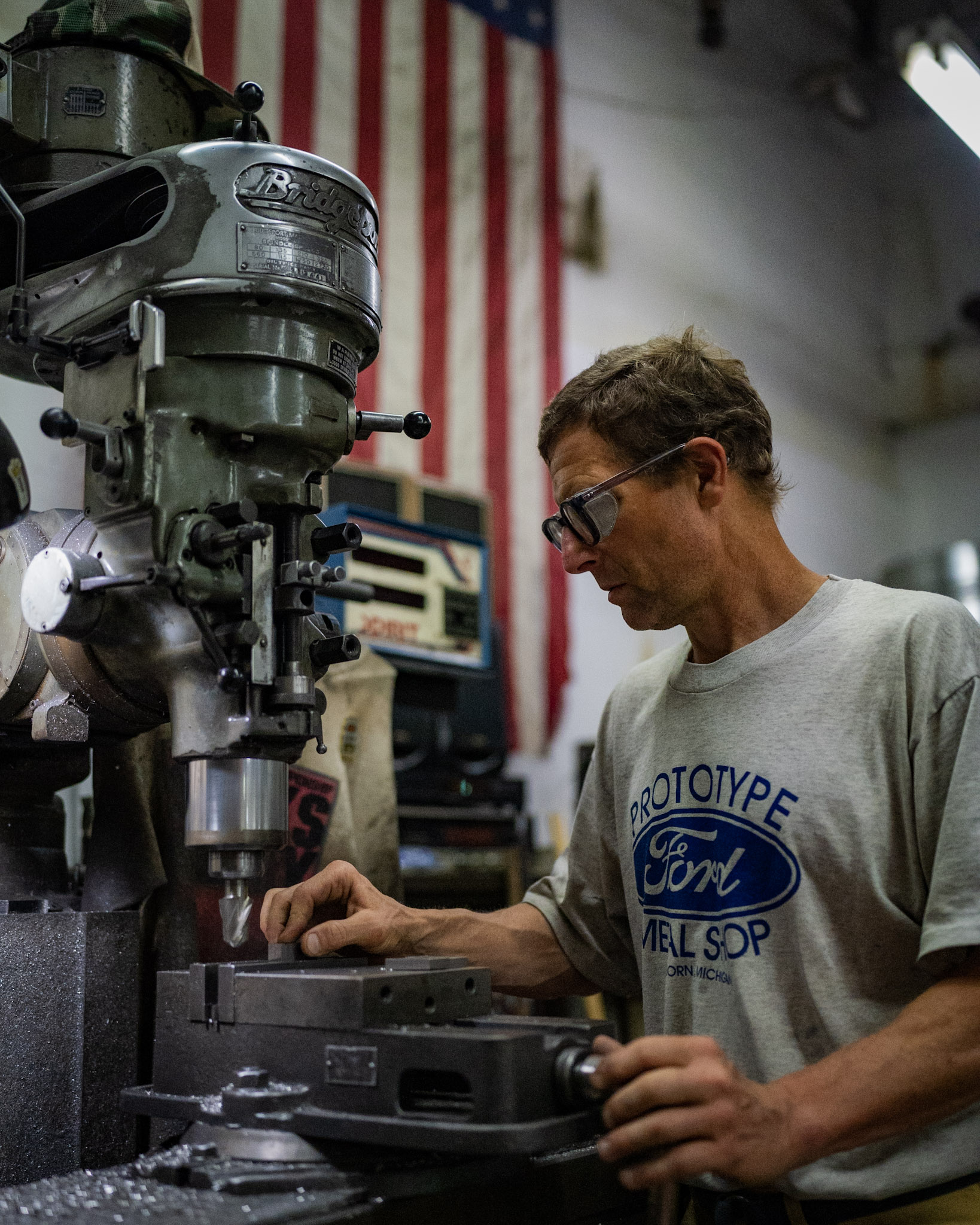 Skip Brown in his fixture making area.